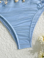 XS - XL Wrinkled High Cut Bandeau Bikini Women Swimwear Female Swimsuit Two-pieces Bikini Set Shells Bather Bathing Suit Swim