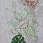 Sexy Diamond Rhinestones Wrap Around Bikini Female Swimsuit Women Swimwear Two-pieces Bikini Set Bather Bathing Suit Swim V5167
