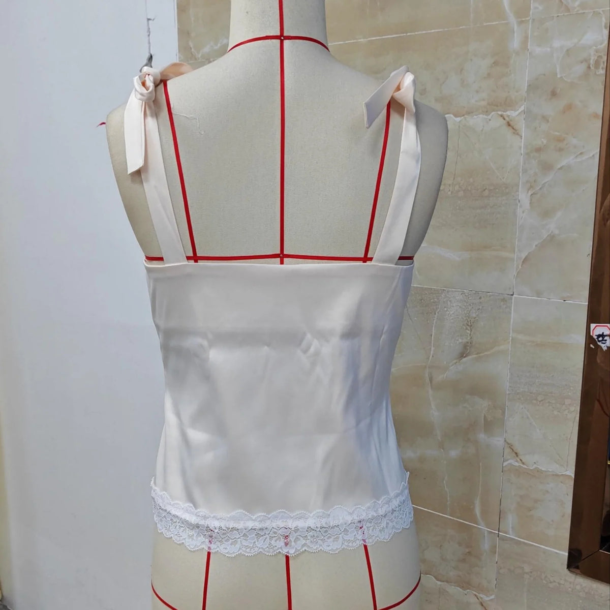 Fashion Satin Deep V Neck Vest Women Summer Solid Color Sleeveless Lace Trim Tie Shoulder Satin Tank Tops