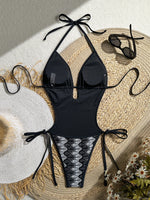 New Sexy Orange Stripe One Piece Swimsuit 2026 Women V Neck Hollow Out Backless Thong Bikini Beach Holiday Bathing Suit Swimwear