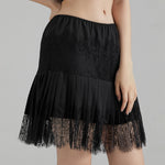 Women's Fashion Solid Color Mini Skirts Mid-Rise Pleated Lace Skirts Spring Summer Casual Short Skirts