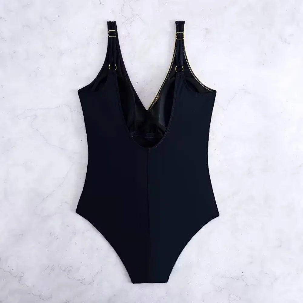 Oval One Piece Swimsuit Female Swimwear Women Patchwork Bathing Suits Summer Beach Wear Tummy Control Monokini Swimming Suit