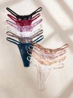 10Pcs/Set Sexy Lace Women Panties Low Waist G‑String Thong Adjustable Waistband Lingerie Underwear
