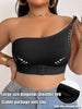 Plus Size Women's One Shoulder Bra Solid Seamless Front Closure Wireless Comfort Non‑slip Minimizer Lingerie