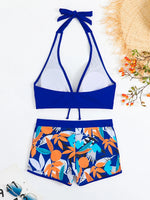 2026 Halter Bikini Set Short Swimsuit Women High Waist Swimwear Female Printed Bathers Swimming Bathing Swim Suit Beachwear