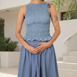 Women Tank Tops Solid Color Ruched Casual Vests Summer Fashion Sleeveless Tops Streetwear