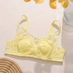 Women's Plus Size Thin Bra Sexy Lace Mesh Bra Cotton Thin Cup Wireless Push Up MinimizerBralette 70-90BCD CW9470