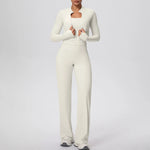 Yoga Set 3PCS Women Workout Sets Sportswear Gym Clothing Fitness zipper Long Sleeve High Waist Leggings Sports Suits Yoga Suit