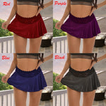 Sexy Mini Pleated Skirts for Women Lace Skirt Fashion High Waist Summer Skirt Girls A-Line Stretchy Miniskirt