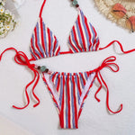 DEKA Sexy Push Up Bra Striped Bikinis Sets Women Bandage Triangle Swimsuit Brazilian Summer Holiday Bathing Suit Swimwear