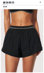 New Brushed Sports Shorts Women High Waist Fake Two Pieces of Anti Glare Shorts Leggings Casual Loose Pocket Fitness Sportwear