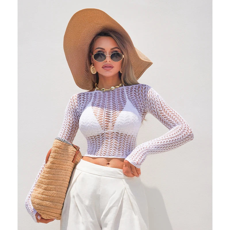 See Through Tassel Fishnet Cover Up Dress Women Sexy Long Sleeve Fringe Bodycon Beach Dress Summer Rave Festival Outfit Set