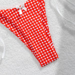 DEKA Brazilian Red Plaid Bikini Set Women Cut Out Swimsuit Print Swimwear High Waist Triangle Micro Two Piece Suit Biuqini Beach