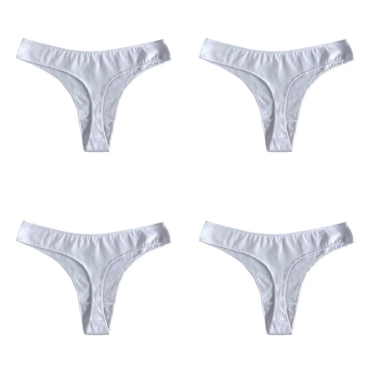 4Pcs/Set Cotton Panties Women Low-Rise Thong G-string Solid Breathable Stretchy Underwear Ladies Sexy T-back Lingerie M-XL