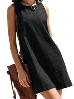 2025 Summer Mini Dress New Women's Clothing Fashion Elegant Loose Vestidos Vacation Solid Color Female Sleeveless Vest Dresses