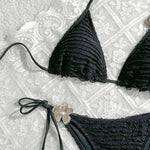 Sexy White Yellow Micro Bikini 2026 Women Metal Flower Push Up Bra Bandage Triangle Swimsuit Beach Bathing Suit Holiday Swimwear