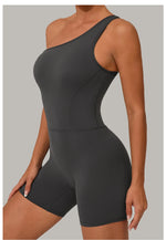 One Shoulder Women Sports Jumpsuit Sleeveless Yoga Rompers Backless Sportswear Women Workout One Piece Bodysuits Female