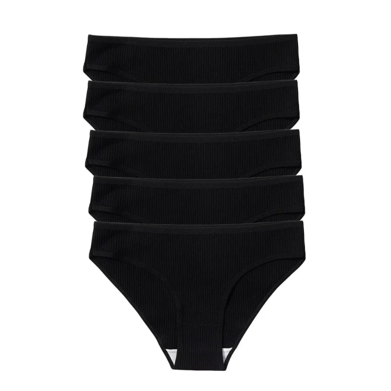 5Pcs/Set Women Cotton Panties Solid Color Low Rise Briefs Female Underpants Comfort Soft Stretch Panty Sexy Lingerie S-XXL