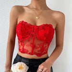 Phantasy Sexy Lace See through Crop Top Women Fashion Floral Embroidery Black Tank Top Night club Dress up 2026 Summer Outfit