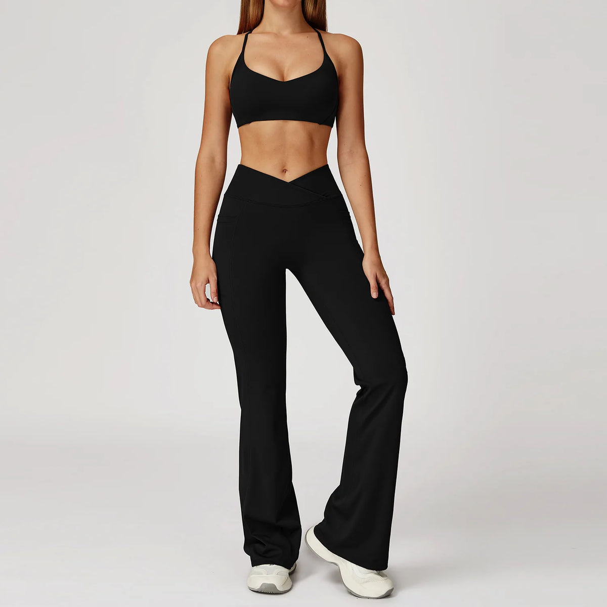 Women's Yoga 2-Piece Hip Lifting Tight Fitting Naked and Beautiful Back Set Outdoor Sports and Leisure Running Fitness Suit