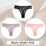 3Pcs/set Lace Thongs Women Floral G-string Underwear Trendy Letter T-Back Underpants Sexy Low Waist Bikini Panties Ladies Panty