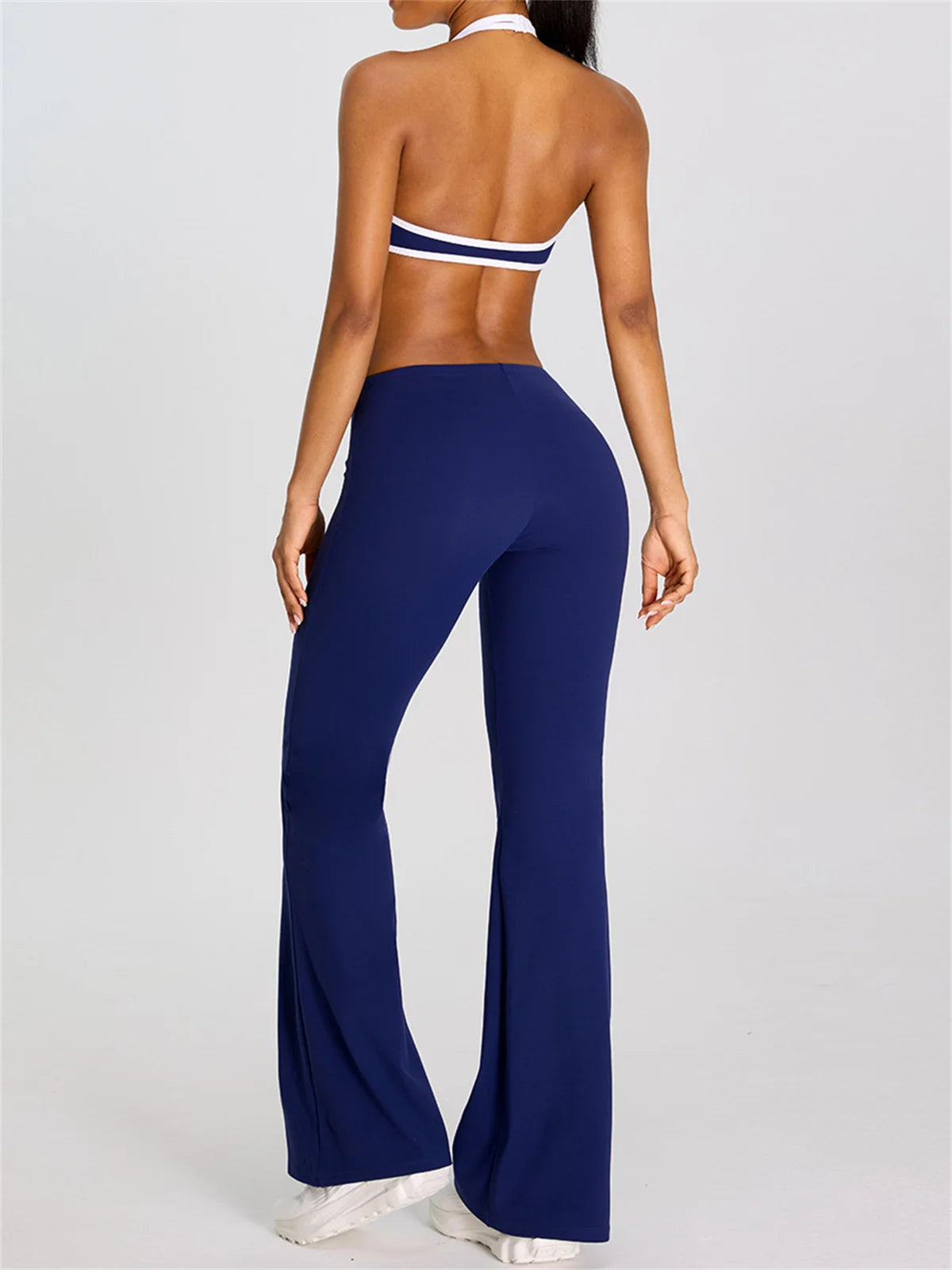 Breathable Yoga Suit for Women Color Contrast Shockproof Sports Bra Drawstring High Waist Pants Gym Running Fitness Suits