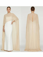 Women's Sheer Chiffon Cape Bat Sleeve Floor Length Shawl Elegant Cover Up Tops Party Evening Cape Blouse f