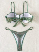 Snake Skin with Bra Cup Micro Thong Bikini Female Swimsuit Women Swimwear Two-pieces Bikini Set Bather Push Up Bathing Suit Swim