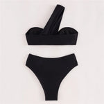 Brown One Shoulder Bikini High Waist Sexy Swimsuit Women 2026 Solid Swimwears Bathing Suit Bandeau Bikinis Sets De Mujer Biquini