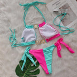 8 Colors Diamond Rhinestones Splicing Bikini Women Swimwear Female Swimsuit Two-Pieces Bikini Set Bather Bathing Suit Swim V5132