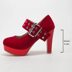 2026 Big Size 33-43 Retro Black Office Lady Buckle Strap Mary Janes Platform Pumps Elegant Red 10.5cm High Heels Shoes Women
