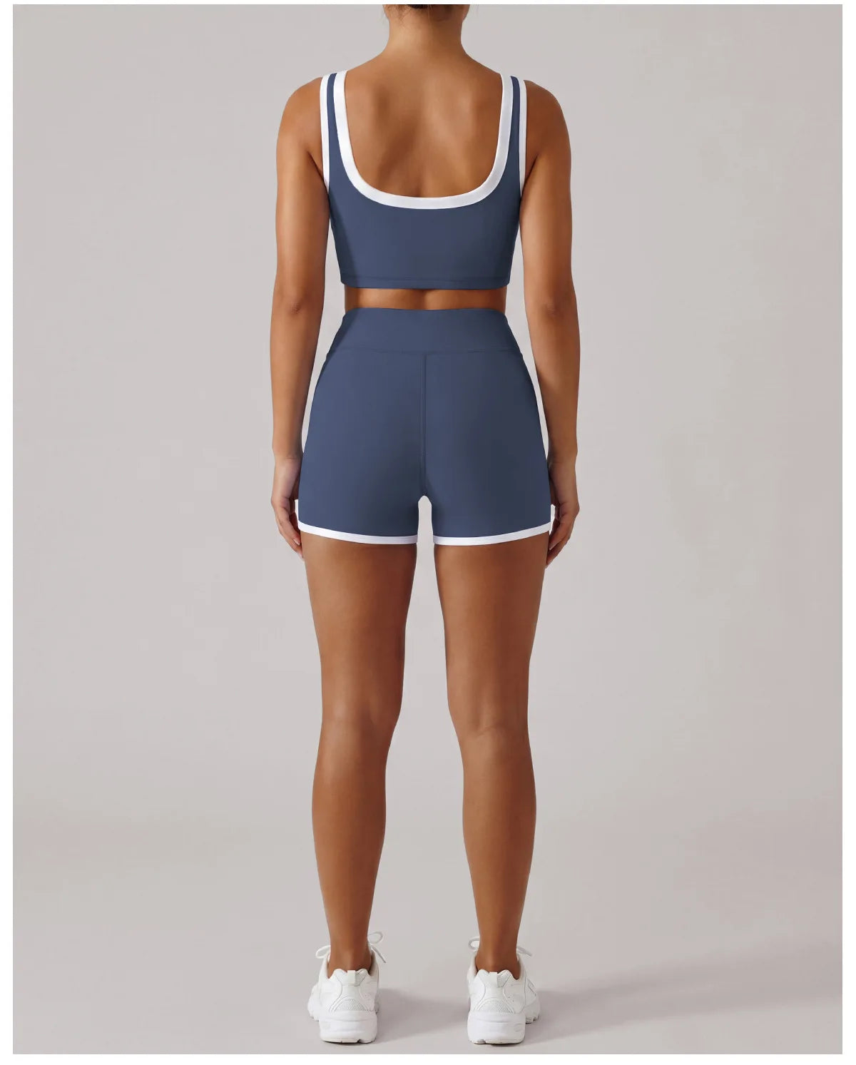 Summer Color Contrast Yoga Suit Women Shock-absorbing Sports Bra High Waist Hip Lifting Shorts Training Running Fitness Outfits