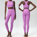 Yoga Set 2 Pieces Women's High Waisted Leggings Sports Vest Exercise Clothing Workout Outfits Fitness Sportswear Gym Tracksuit