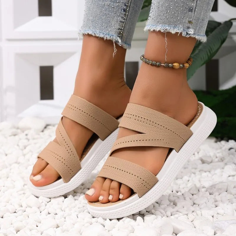 Women's Summer 2026 NewFashion Knitted Lightweight Beach Slippers Women Sandals Ladies Shoes