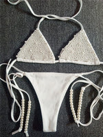 2026 Luxury Pearls Halter Mini Bikini Female Swimsuit Women Swimwear Two-pieces Bikini Set Bather Bathing Suit Swim Beachwear