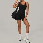 Padded Sports Jumpsuit Short Women Yoga Sets Gym Bodysuits Sexy Backless Fitness Jumpsuits Female Push Up Workout Overalls