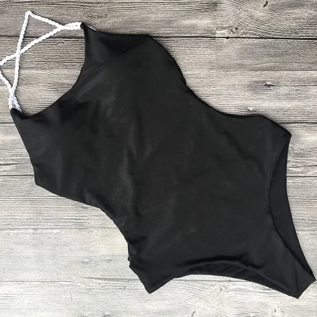 Criss Cross Backless Women Swimwear One Piece Swimsuit Female Monokini High Cut Leg Bather Bathing Suit Swim Beach Wear Lady