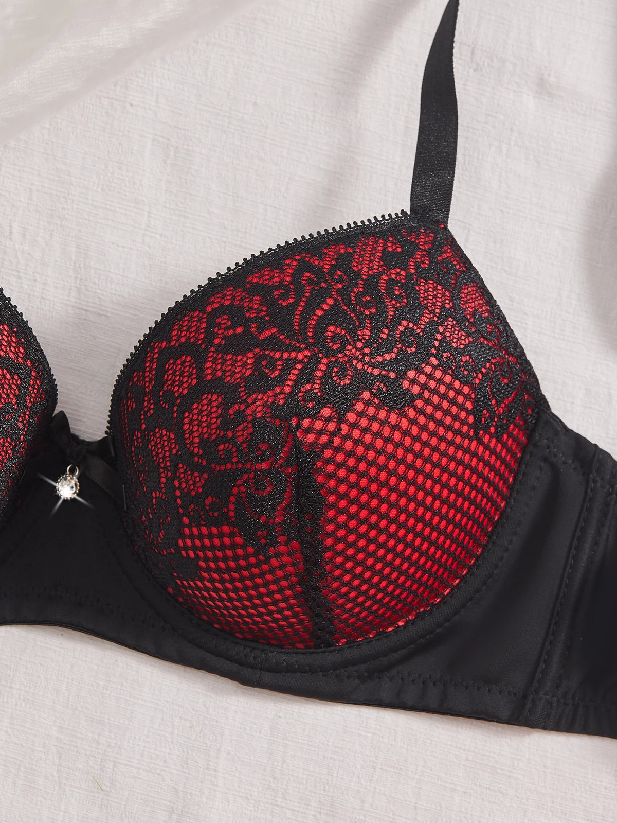 Elegant Women Lace Bra Contrast Color Underwire Push Up Brassiere Sexy Everyday Comfort Ladies Lingerie
