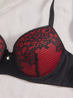 Elegant Women Lace Bra Contrast Color Underwire Push Up Brassiere Sexy Everyday Comfort Ladies Lingerie