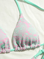 Sexy Pink Mesh Patchwork Bikinis Sets Women Push Up Bra Bandage Thong Swimsuit 2026 Summer Bathing Suit Holiday Micro Swimwear