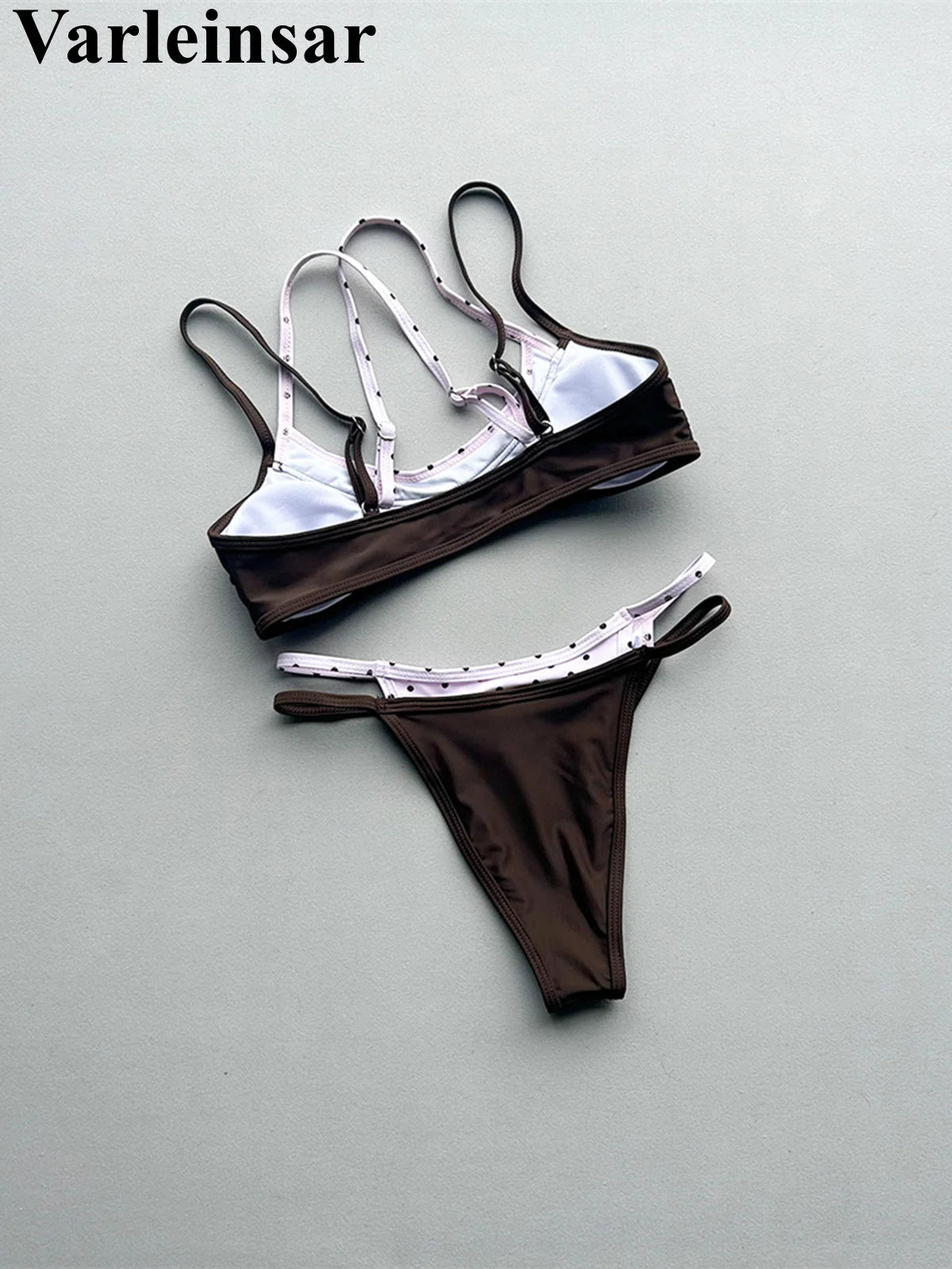 2026 Splicing Polka Dots Bikini Women Swimwear Female Swimsuit Two-Pieces Bikini Set High Cut Leg Bather Bathing Suit Swim V8172