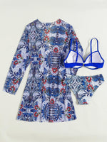 3 Pieces Push Up Bikinis 2026 Women With Kimono Beach Printed Swimsuit Sexy Swimwear Female Bathers Bathing Swimming Swim Suit