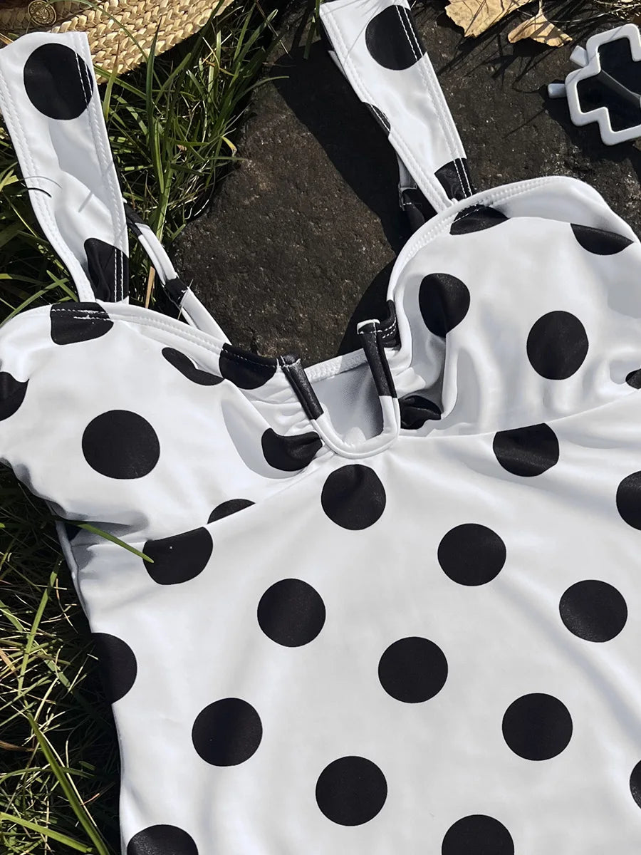 2026 Polka Dot U Neck Women Swimwear One Piece Swimsuit Female Monokini Bather High Leg Cut Bathing Suit Swim Beachwear Bodysuit