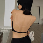 Deep U Low Cut Sexy Bra Push Up Backless Bra for Women Anti Sagging Cross Back Bras Solid Color One Piece Beauty Back Underwear