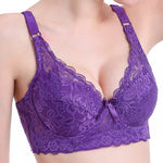 B C D Cup 75-105 Big Size Wire Free Bra Push Up Bra Lace Hollow Out Wireless Lace Underwear Sexy Ultra Thin Transparent Bra 105D