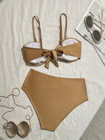Sexy Metal Shell High Waist Bikini Set Women Black Coffee Pleate Push Up Two Piece Swimsuit 2026 Holiday Bathing Suit Swimwear