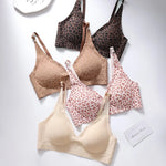 Women Wireless Leopard Seamless Bra Adjustable Non-Detachable Strap Removable Pad Intimates Skin-Friendly Underwear S-5XL
