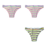 3Pcs/Set Cotton Panties For Women Colorful Striped Underwear Low Waist Briefs Breathable Underpants Female Sexy Lingerie M-XXL