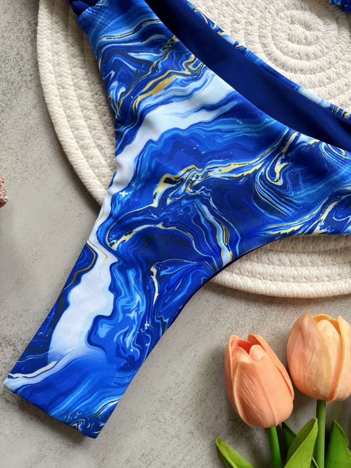 Fashion Print Halter Mini Thong High Cut Bikini Female Swimsuit Women Swimwear Two-pieces Bikini Set Bather Bathing Suit Swim