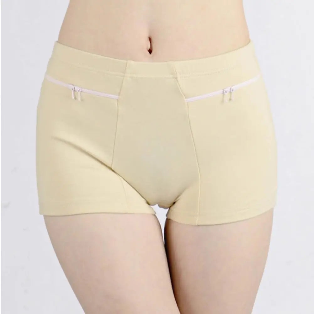 Women Safety Pants High Elasticity with Anti-theft Zippered Pocket Seamless Anti-exposure Mini Skirt Inner Shorts Underpants